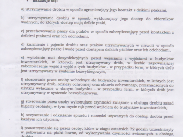 Komunikat w sprawie wysokiego ryzyka wystąpienia wysoce zjadliwej grypy ptaków, A. Pruszkowska